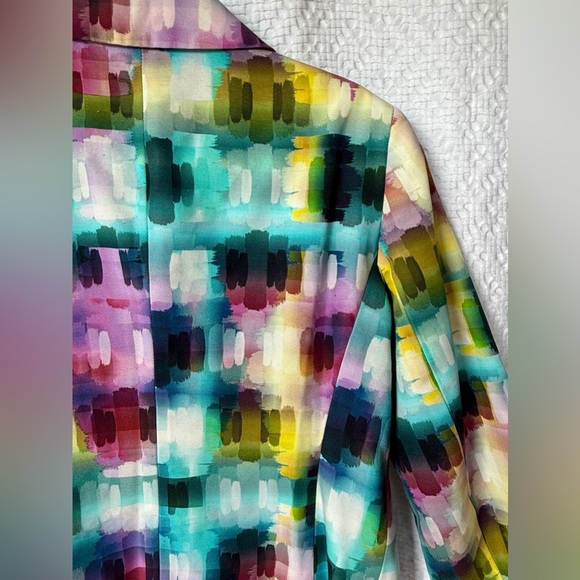 Lafayette 148 New York Watercolor Abstract Cropped Blazer Size 10 - Picture 6 of 10